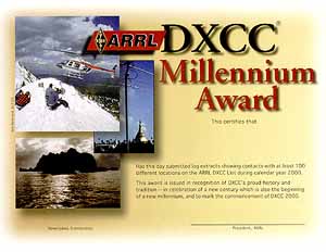 DXCC Millennium Award certificat