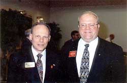 New Radio Amateurs of Canada President Ken Oelke, VE6AFO (left), chats with ARRL Technical Relations Specialist Jon Siverling, WB3ERA. Oelke addressed the ARRL Board.